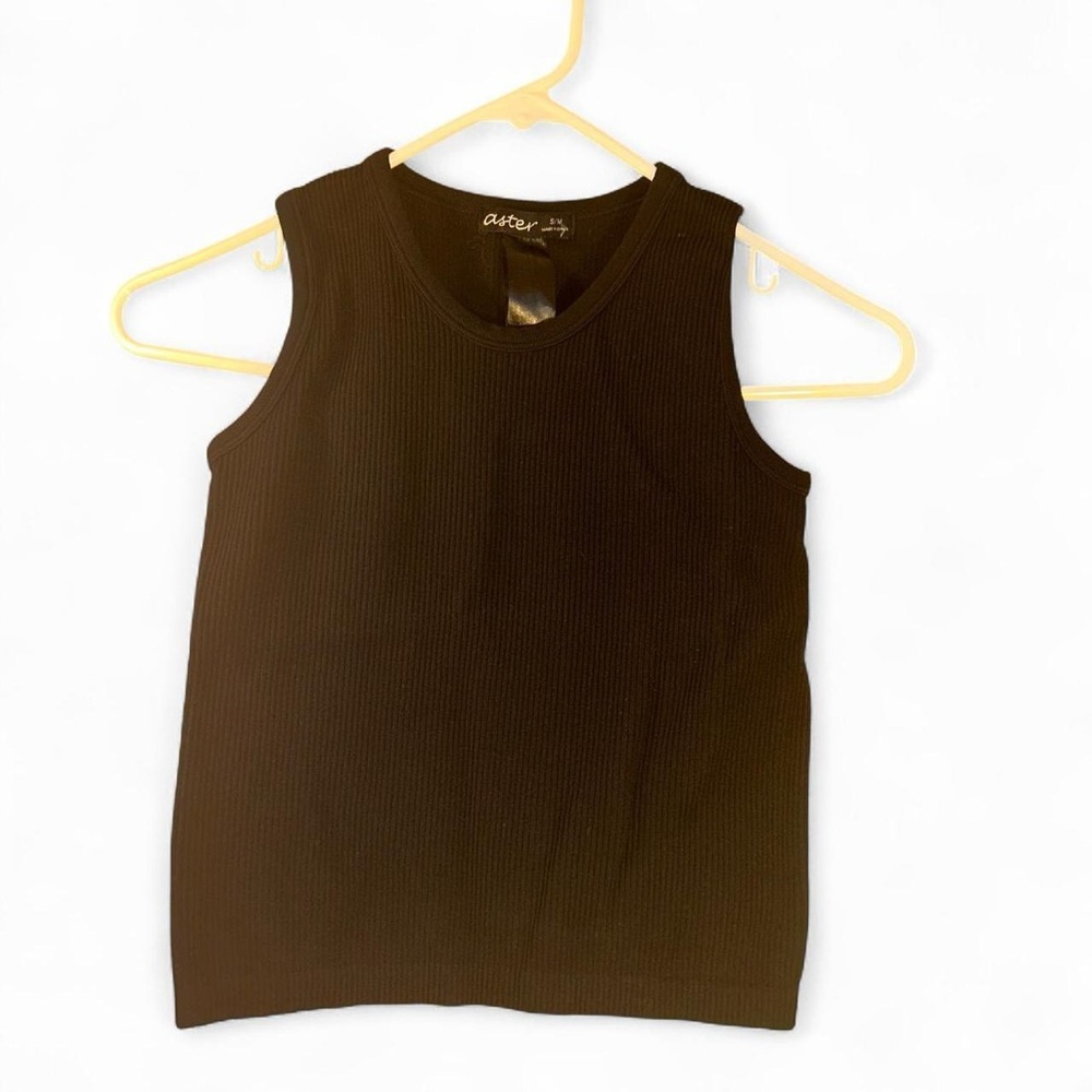 Astr the label Ribbed Black Tank Top Size S/M
